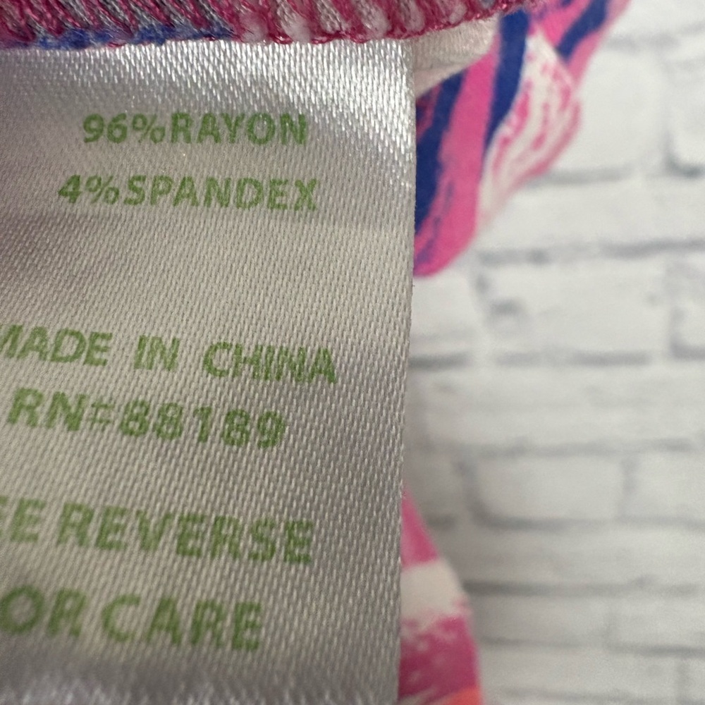 Lilly Pulitzer Pink, Coral & Blue Abstract Print Wrap Dress - Picture 8 of 8